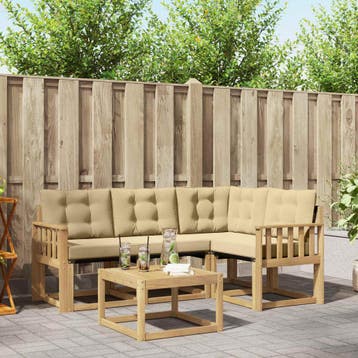 vidaXL Buiten bankenset 5 st Wit en Beige, Verzenden, Nieuw