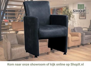 Leren eetkamerstoel Elegant - Kenia Denim (blauw) - Met, Eigentijds, Modern, Blauw, Nieuw, Leer