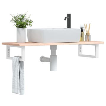 vidaXL Badkamer wandschap staal en massief eikenhout, Verzenden, Nieuw