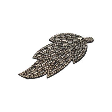 Haarspeld Klikklak 8cm - Bladvorm - Glitter Steentjes -, Nieuw
