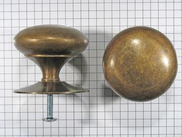 Knop (hol) messing antiek, 44 mm, incl. rozet, Verzenden, Nieuw