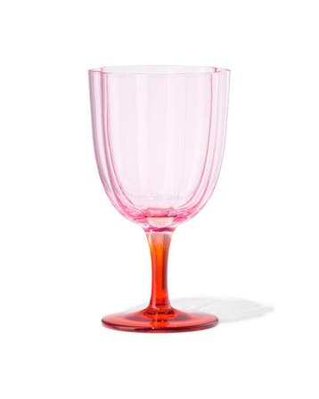 HEMA Wijnglas 190ml bloemvorm roze, Verzenden, Nieuw