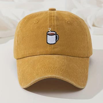 Retro Gewassen Baseball Cap met Koffiekopje Borduurwerk - Ve, Kleding | Dames, Hoeden en Petten, Verzenden, Nieuw