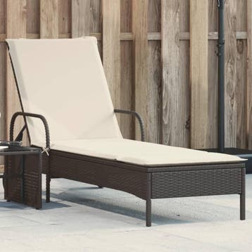 vidaXL Ligbed met wielen en kussen poly rattan zwart, Verzenden, Nieuw