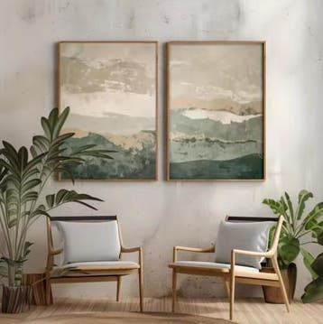 Japanse Wabi Sabi Bergen Canvas Poster Set van 2, Verzenden, Nieuw