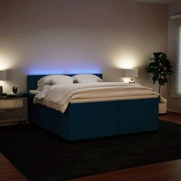 vidaXL Boxspring met matras fluweel blauw 200x200 cm, Huis en Inrichting, Slaapkamer | Bedden, Overige maten, 200 cm, Stof, Verzenden