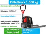 Pompwagen | elektrisch rijden en heffen! | 1500 kg | compact, Verzenden, 1000 tot 2000 kg, EP Equipment, Palletwagen