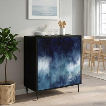 vidaXL Dressoir RAALTE Zwart eiken 69 x 33 x 76 cm Bewerkt, Verzenden, Nieuw, Overige houtsoorten, Minder dan 50 cm