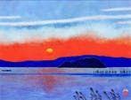 Sunset by the Lake - Yamamoto Atsushi - Japan (Zonder, Antiek en Kunst