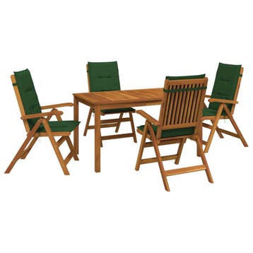 vidaXL 5-Piece Garden Dining Set 4-zits Groen Massief, Tuin en Terras, Verzenden, Nieuw