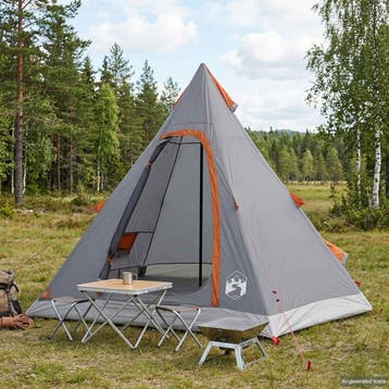 vidaXL 3-persoons Grijs en Oranje 185T Polyester met PU, Verzenden, Nieuw, Tot en met 2