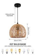 Vintage Rotan Kroonluchter – Retro E27 Hanglamp Plafondlamp, Verzenden, Nieuw