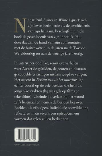 Bericht vanuit het innerlijk 9789029587792 Paul Auster, Verzenden, Gelezen, Paul Auster