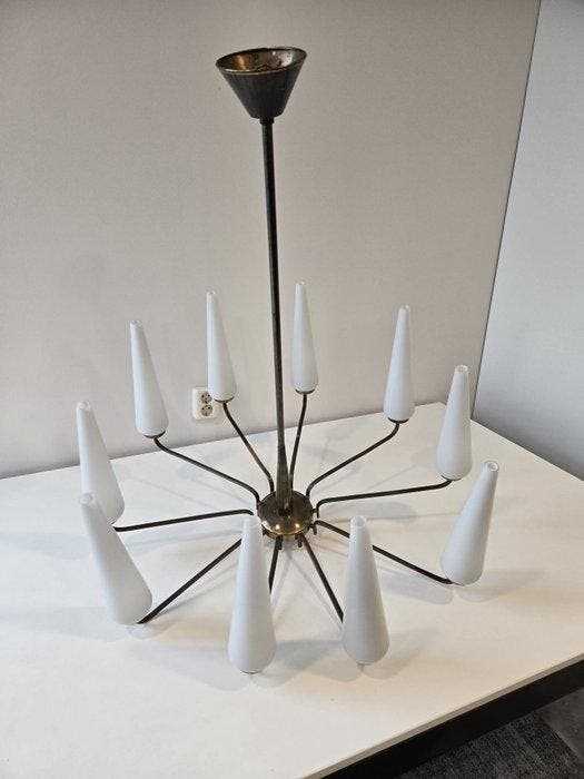 Kroonluchter - Arlus style - Opaline glas, Antiek en Kunst, Antiek | Lampen