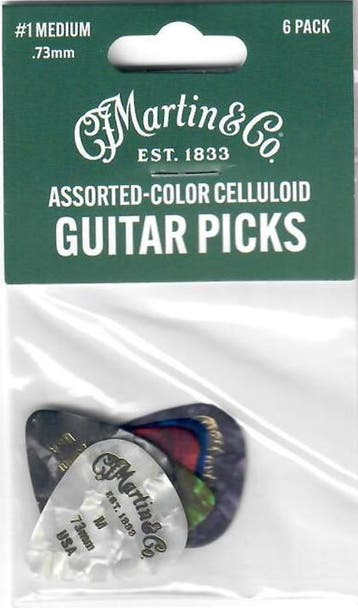 Martin 18A0096 Celluloid plectrum multi pack 0.71 mm 6-pack, Ophalen of Verzenden, Nieuw, Akoestische gitaar