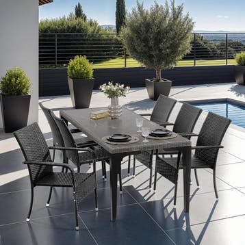 Wicker tuinstoel Girona, stapelbaar, draagkracht 120 kg, Tuin en Terras, Verzenden, Nieuw