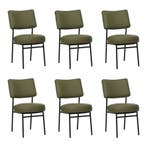 Set van 6 Leren eetkamerstoelen Rondo - Toledo Olive, Ophalen of Verzenden, Nieuw, Leer, Vijf, Zes of meer stoelen