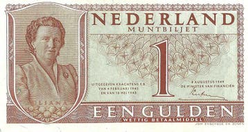 Bankbiljet 1 gulden 1949 Juliana Prachtig, Verzenden