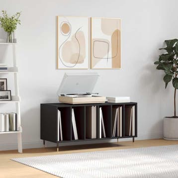 vidaXL Platenkast 100x38x48 cm bewerkt hout zwart, Verzenden, Nieuw