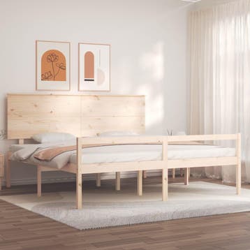 vidaXL Seniorenbed met hoofdbord massief hout 200x200 cm, Bruin, Verzenden, Overige maten, 200 cm