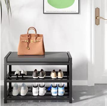 Schoenenrek met Zitbank – 3 Lagen Carbonstaal 70×25×41 cm, Huis en Inrichting, Kasten | Schoenenkasten, Verzenden, Nieuw