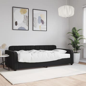 vidaXL Slaapbank met matras 90x190 cm fluweel zwart, 90 cm, Eenpersoons, Verzenden, Zwart