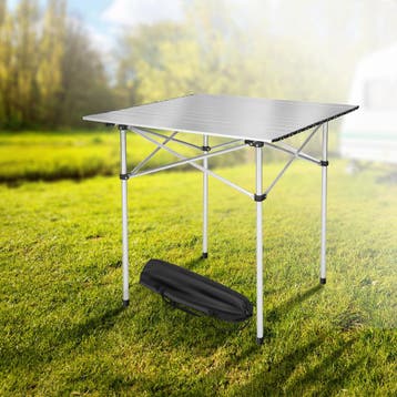 Aluminium campingklaptafel incl. tas 70x70x70 cm - grijs, Caravans en Kamperen, Verzenden, Nieuw