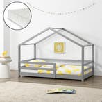 Kinderbed Knätten grenen met matras 90x200 cm lichtgrijs, Verzenden, Nieuw