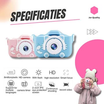 Jor Quality -Digitale Kindercamera - HD 1080p - 32GB, Ophalen of Verzenden, Zo goed als nieuw