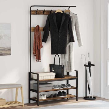 vidaXL Kapstok met plank Oud hout 95 x 34 x 184 cm Bewerkt, Verzenden, Nieuw