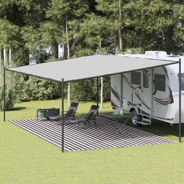 vidaXL Tenttapijt 400x800 cm HDPE antracietkleurig en wit, Verzenden, Nieuw