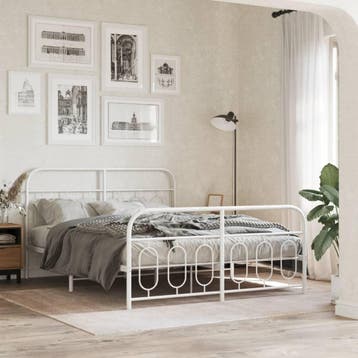 vidaXL Bedframe met hoofd- en voeteneinde metaal wit 140x200, Huis en Inrichting, Verzenden, Wit, 140 cm, 200 cm