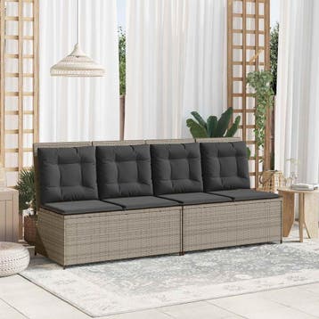 vidaXL Tuinbank Lichtgrijs poly rattan, Verzenden, Nieuw, Rotan