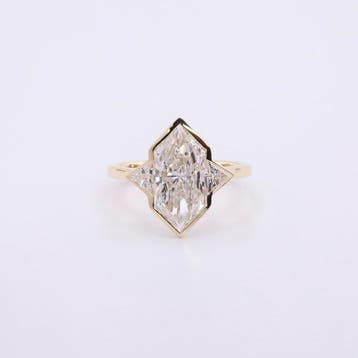 Ring - 14 karaat Geel goud - 3.03ct. tw. Diamant (Lab-grown), Nieuw
