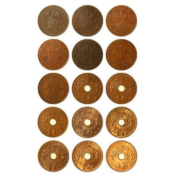 Nederlands-Indië. 1 Cent 1912 t/m 1945 S compleet (lot van