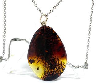 Amberhanger met ketting • Elegante natuurlijke Baltische