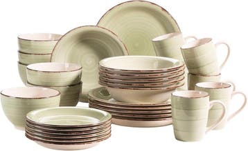 Servies set 30-delig - Olijfgroen | Retourdeal 25% Korting, Ophalen of Verzenden, Zo goed als nieuw, Overige stijlen, Aardewerk