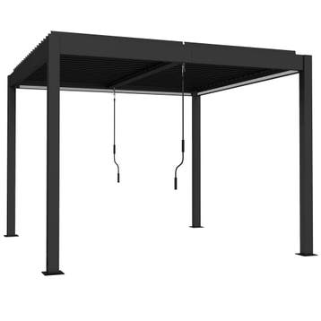 Pergola 3x3 M Aluminium Terrasoverkapping Met LED-verlichtin, Verzenden