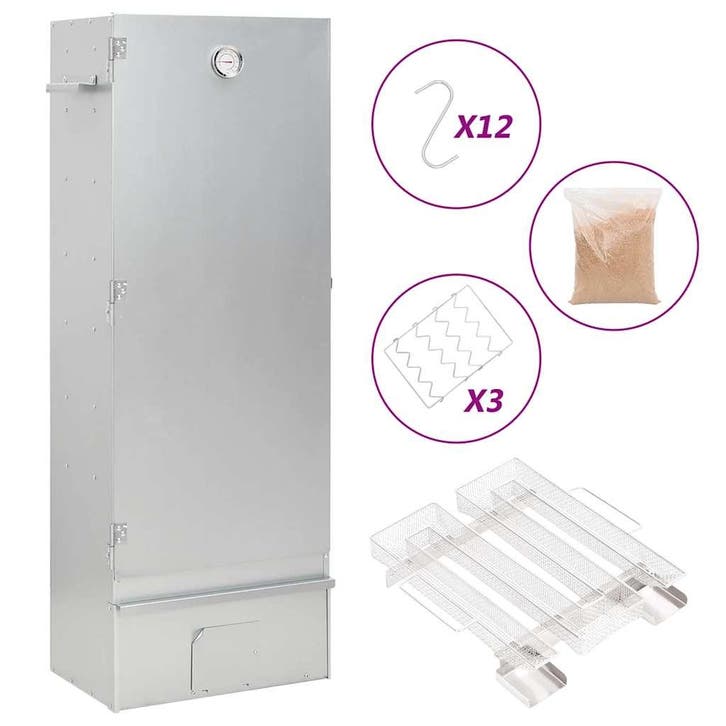 vidaXL BBQ-rookoven met koude rookgenerator gegalvaniseerd, Tuin en Terras, Houtskoolbarbecues, Nieuw, Verzenden