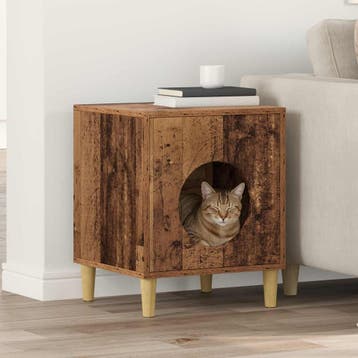 vidaXL Kattenhuis Oud hout 42,5 x 40 x 53 cm Bewerkt hout, Verzenden, Nieuw