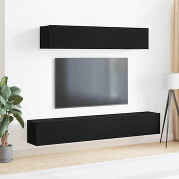 vidaXL Tv-meubelset 4 st Zwart eiken, Minder dan 50 cm, Verzenden, Nieuw, Minder dan 100 cm