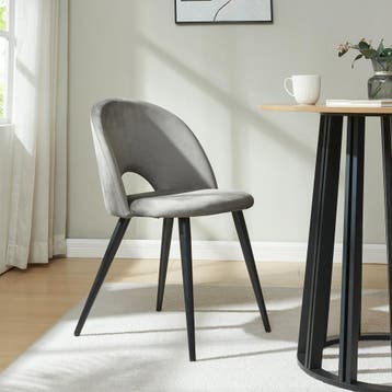 Eetkamerstoelen Karijo set van 6 fluweel 77x50x55 cm grijs e, Verzenden, Nieuw