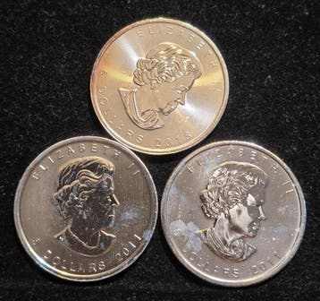 Canada. 5 Dollars 2011, Maple Leaf, 3 × 1 Oz