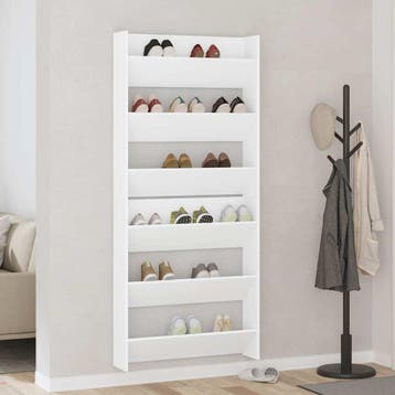 vidaXL Wandschoenenkasten 2 st 80x18x90 cm spaanplaat wit, Verzenden, Nieuw