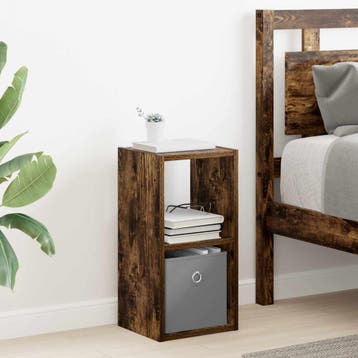 vidaXL Nachtkastje Gerookt eiken 25,5 x 22 x 49,5 cm Bewerkt, Minder dan 45 cm, Verzenden, Nieuw, Minder dan 55 cm
