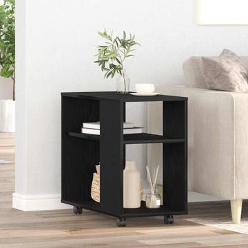 vidaXL Bijzettafel zwart eiken 70x35x60 cm bewerkt hout, Huis en Inrichting, Tafels | Bijzettafels, Verzenden, Nieuw, 45 tot 60 cm