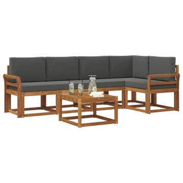 vidaXL Buiten bankenset met kussen 6 pcs Natuurlijk en, Verzenden, Nieuw