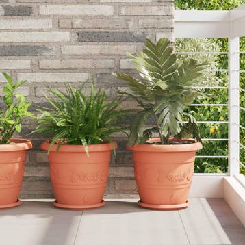 vidaXL Plantenpotten 24 st Baksteenrood Ø 34 x 28 cm, Tuin en Terras, Kunststof, Minder dan 30 cm, Verzenden, Minder dan 60 cm