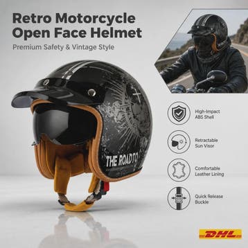 Handgeschilderd Open Face Motorhelm met Vizier - Lichtgewich, Verzenden, Nieuw met kaartje