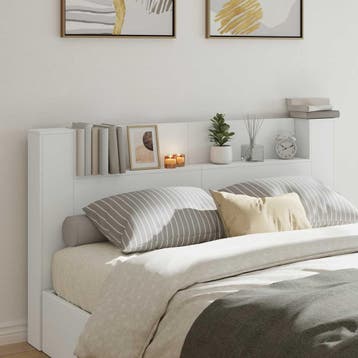 vidaXL Hoofdbord Kast met LED Wit Bewerkt hout, Huis en Inrichting, Slaapkamer | Bedden, Verzenden, Nieuw, Wit, Hout